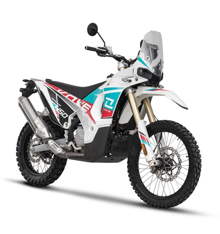 KOVE 450 Rally – motocykl rajdowy, widok z boku