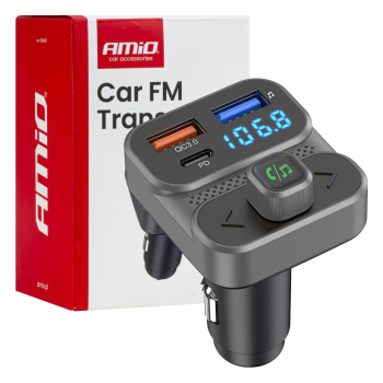 Transmiter samochodowy FM 2×USB-A 1×USB 12V 24V AM