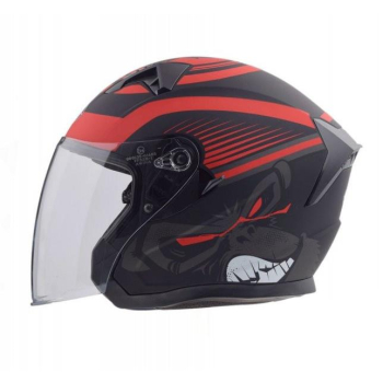 KASK OTWARTY TYP JK528 CZARNO CZERWONY MAT S AWINA-101759