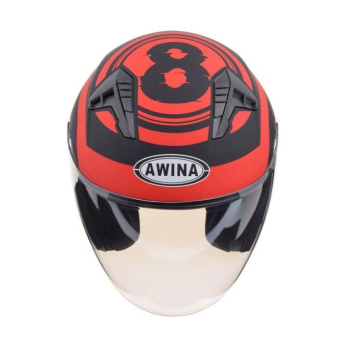 KASK OTWARTY TYP JK528 CZARNO CZERWONY MAT S AWINA-101760