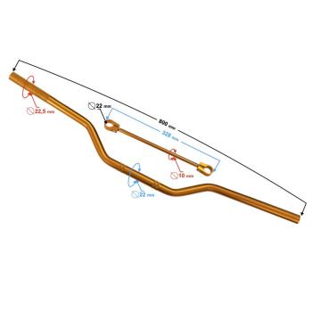 Kierownica uniwersalna naked cross 22mm złota
