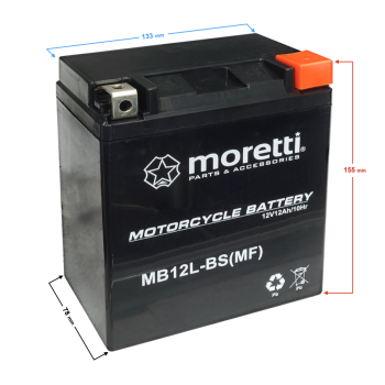Akumulator Moretti AGM (Gel) MB12L-BS-130176