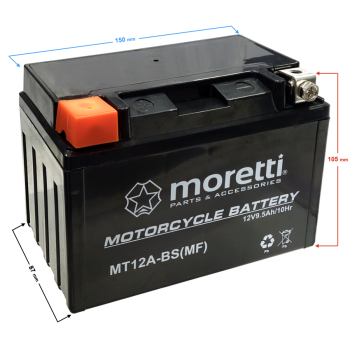 Akumulator Moretti AGM (Gel) MT12A-BS-130190
