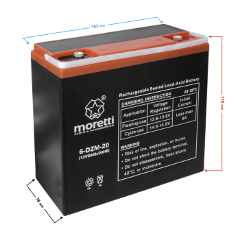 Akumulator Moretti (Gel) 20Ah 6-DZM-20 12V skuter -130440