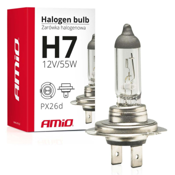 Żarówka halogenowa H7 12V 55W filtr UV (E8) AMIO-0-131727
