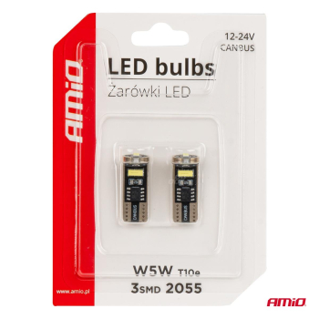 Żarówki LED CANBUS T10e W5W 3x2055 SMD White 12V 2-134080