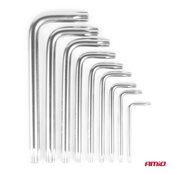 Klucze TORX krótkie CRV 9 szt. AMIO-01040-135412