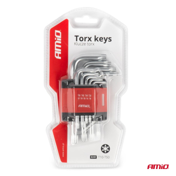 Klucze TORX krótkie CRV 9 szt. AMIO-01040-135413