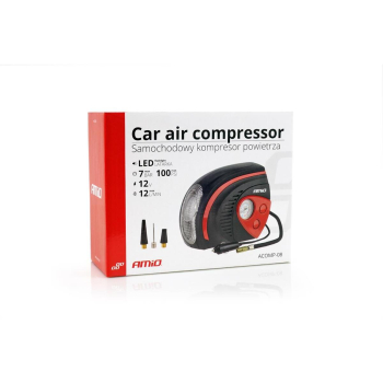 Kompresor samochodowy pompka 12V LED ACOMP-08 AMIO-136550