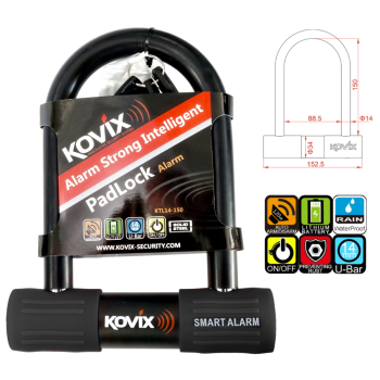 Kłódka U-Lock z alarmem KOVIX KTL14-150 czarna-138774