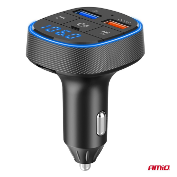 Transmiter samochodowy FM 2×USB-A 12V 24V AMIO-046-142856