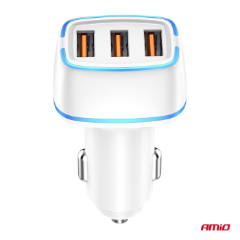 Ładowarka samochodowa 3x USB-A 30W AMIO-03889-143764
