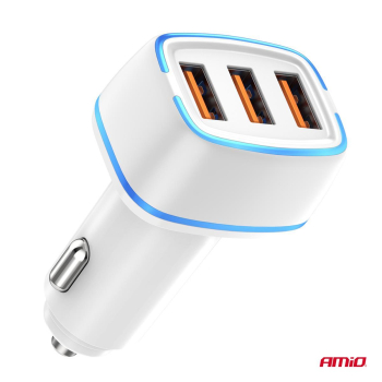 Ładowarka samochodowa 3x USB-A 30W AMIO-03889-143766