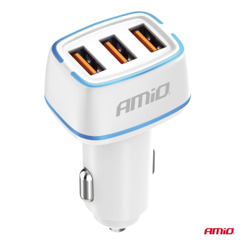 Ładowarka samochodowa 3x USB-A 30W AMIO-03889-143767