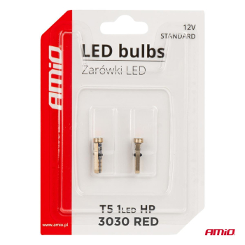 Żarówki LED STANDARD Red czerwone W1W T5 12V 3030 -143896