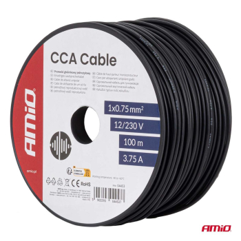 Przewód jednożyłowy czarny Cable CCA 1x0.75mm2 100-147850