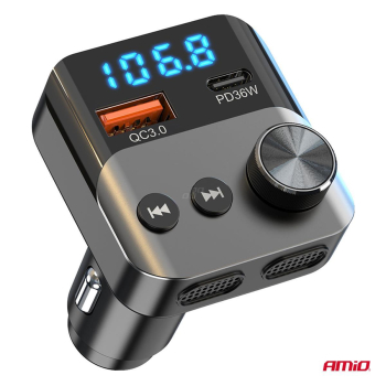 Transmiter samochodowy FM 1×USB-A 1×USB-C 12V 24V -147898