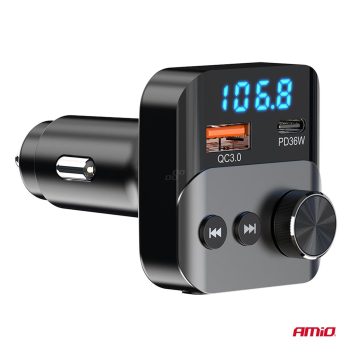 Transmiter samochodowy FM 1×USB-A 1×USB-C 12V 24V -147905