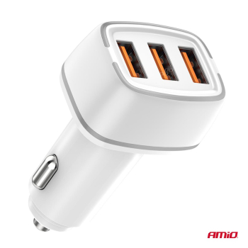 Ładowarka samochodowa 2x USB-A + USB-C 32W AMIO-03-149209
