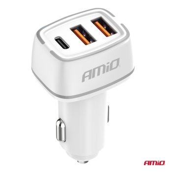 Ładowarka samochodowa 2x USB-A + USB-C 32W AMIO-03-149210