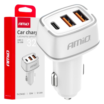 Ładowarka samochodowa 2x USB-A + USB-C 32W AMIO-03-149211