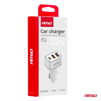 Ładowarka samochodowa 2x USB-A + USB-C 32W AMIO-03-149212