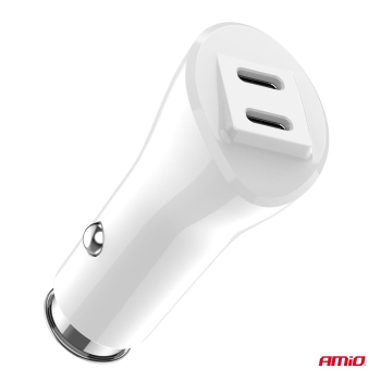 Ładowarka samochodowa 2x USB-C 40W AMIO-03884-150055