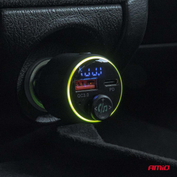 Transmiter samochodowy FM 1×USB-A 1×USB-C 12V 24V -150391