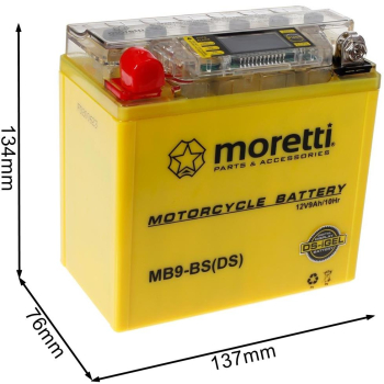 Akumulator Moretti 12V AGM (I-Gel) MB9-BS ze wskaź-1536