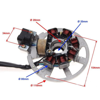 STATOR-ISKROWNIK BEZ KOŁA MAGNESOWEGO 2T 6 PRZEWOD-1547