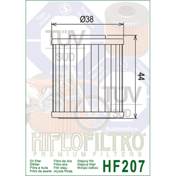 FILTR OLEJU HIFLO HF207 KXF 250 04-24, RMZ 250/450-170360