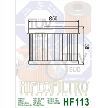 FILTR OLEJU HIFLO HF113 HONDA TRX 250/300/350/400/-170961