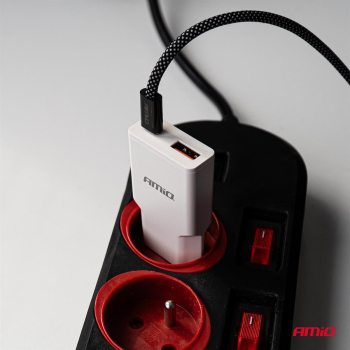 Ładowarka sieciowa 230V 20W GaN USB-C USB-A AMIO-0-183544