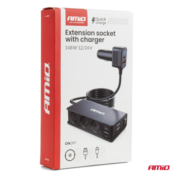 Rozdzielacz gniazda zapalniczki z ładowarką 3xUSB--183602