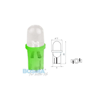 Żarówka BOSMA 12V 1*LED STANDARD T10 GREEN MAT BLI