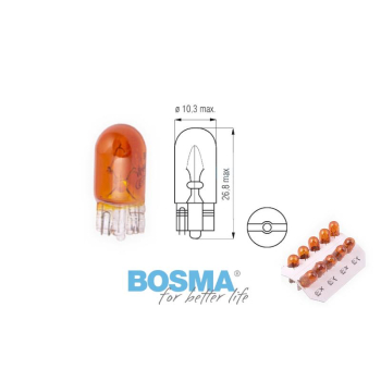 Żarówka BOSMA 12V 5W T10 WY5W AMBER (1987) 10 szt.-18665