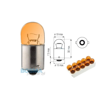Żarówka BOSMA 12V 5W BA15s 18x37mm ORANGE (6265) 1-18743