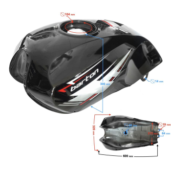 Zbiornik paliwa czarny do motoroweru Fighter 2