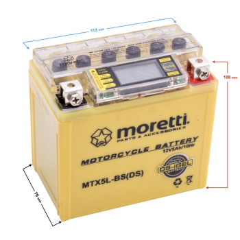 Akumulator Moretti AGM (I-Gel) MTX5L-BS ze wskaźni-19511