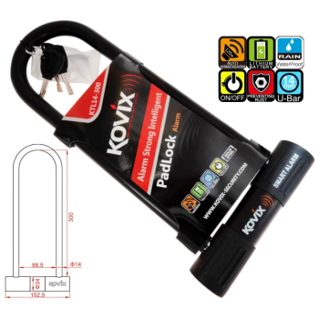 Kłódka U-Lock  z alarmem KOVIX KTL14-300 czarna-19902