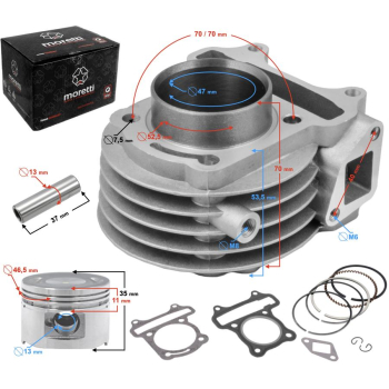 Cylinder do skutera 80cc 139QMB 4T, z wylotem na c