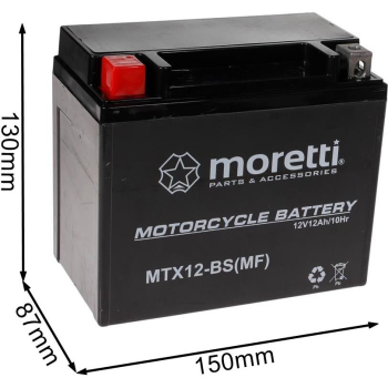 Akumulator Moretti AGM (Gel) MT12A-BS-2847