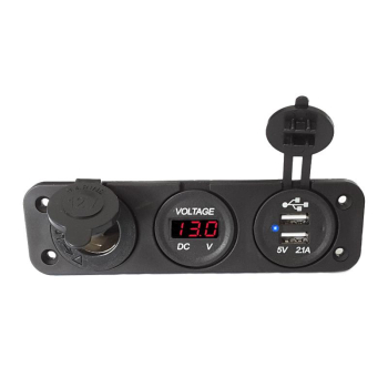 Gniazdo zapalniczki 12v USB woltomierz Czerwony wy-31891