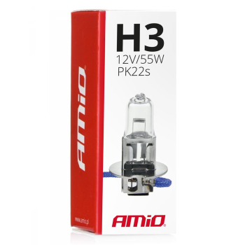 Żarówka halogenowa H3 12V 55W filtr UV (E4) AMIO-0-43356