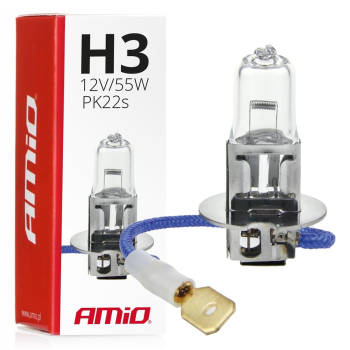 Żarówka halogenowa H3 12V 55W filtr UV (E4) AMIO-0