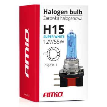 Żarówka halogenowa H15 12V 55W Super White AMIO-01-43737