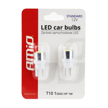 Żarówki LED STANDARD T10 W5W 1xSMD HP 1W 12V AMIO--43907