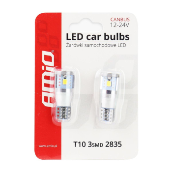 Żarówki LED CANBUS 3SMD 2835 T10e W5W ALU White 12-45738