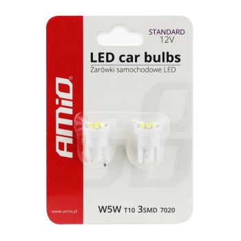 Żarówki LED STANDARD T10 W5W 3xSMD 7020 12V AMIO-0-46229