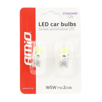 Żarówki LED STANDARD White W5W T10e COB 12V AMIO-0-46370